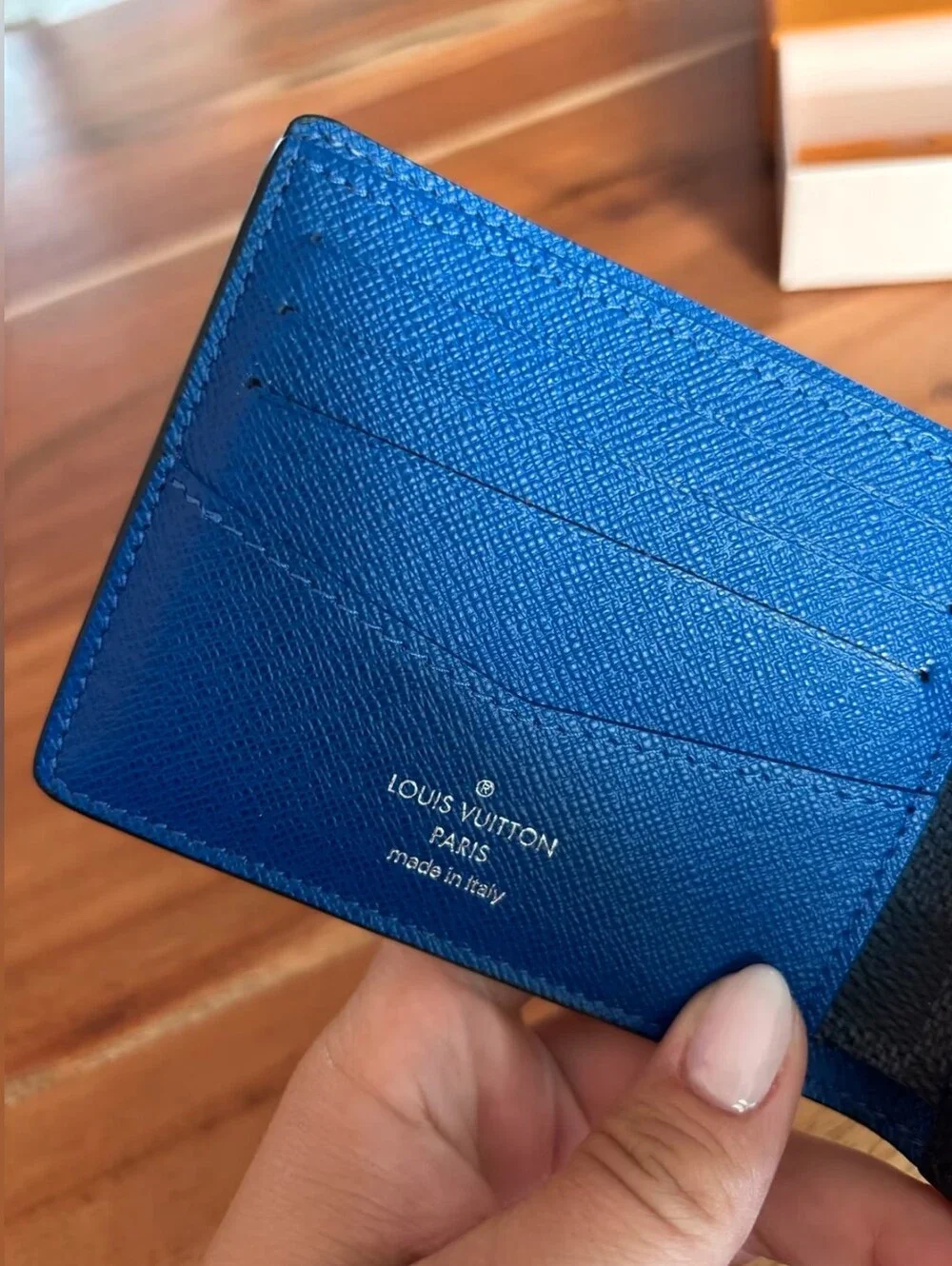 Louis Vuitton Blue and Black Damier Graphite Card Holder Wallet